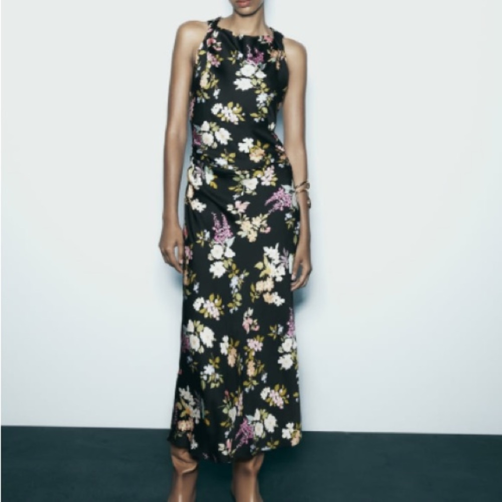 Zara Black Floral Maxi Dress